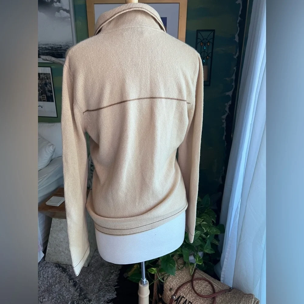 Neiman Marcus Tan and Cream Cardigan Sweater - Picture 3 of 5